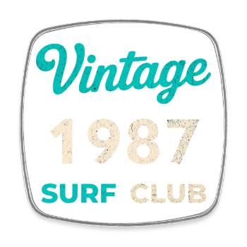 Vintage 1987 Surf Club Retro Geburtsjahr Geschenk - Viereckiger Kühlschrankmagnet - Weiß - Vorne