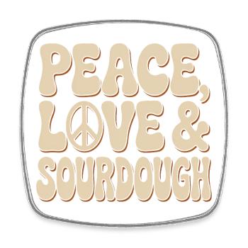 Peace, Love & Sourdough - Square fridge magnet - white - Front