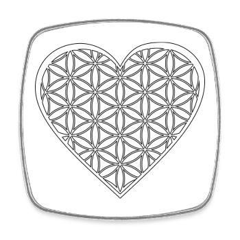 Heart & Flower of Life - Love & Positive Vibes Shirt - Square fridge magnet - white - Front