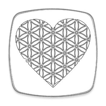 Herz mit Lebensblume - Liebe, Spiritualität & Stil - Viereckiger Kühlschrankmagnet - Weiß - Vorne