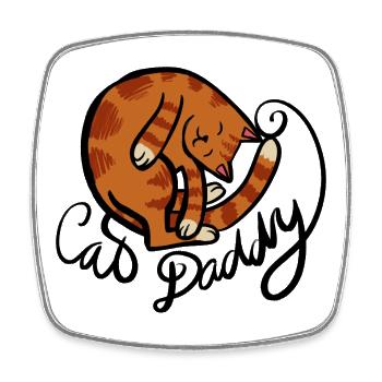 Illustration eines gekrümmten Tabby-Nickerchens - Viereckiger Kühlschrankmagnet - Weiß - Vorne