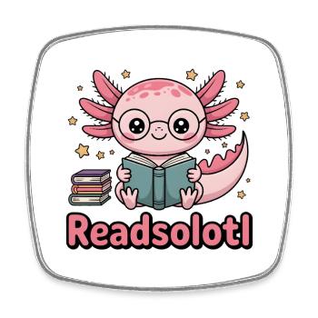 Mignon Axolotl avec des lunettes Readsolotl Amoureuse des livres - Magnet carré - blanc - Devant