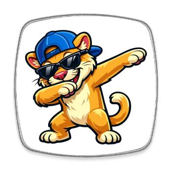 Dabbing Cougar - Square fridge magnet - white - Front