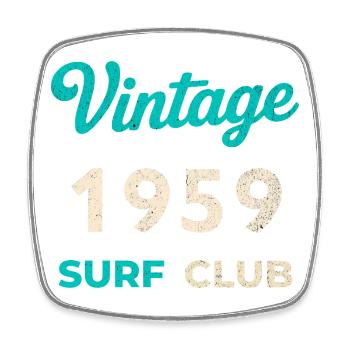 Vintage 1959 Surf Club Retro Geburtsjahr Geschenk - Viereckiger Kühlschrankmagnet - Weiß - Vorne