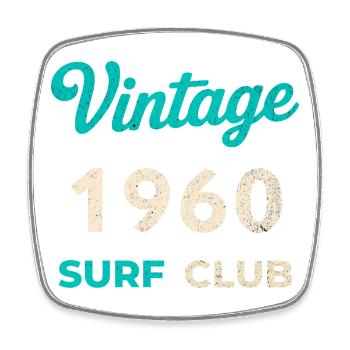 Vintage 1960 Surf Club Retro Geburtsjahr Geschenk - Viereckiger Kühlschrankmagnet - Weiß - Vorne
