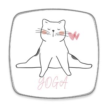 Yoga pour chats - Magnet carré - blanc - Devant