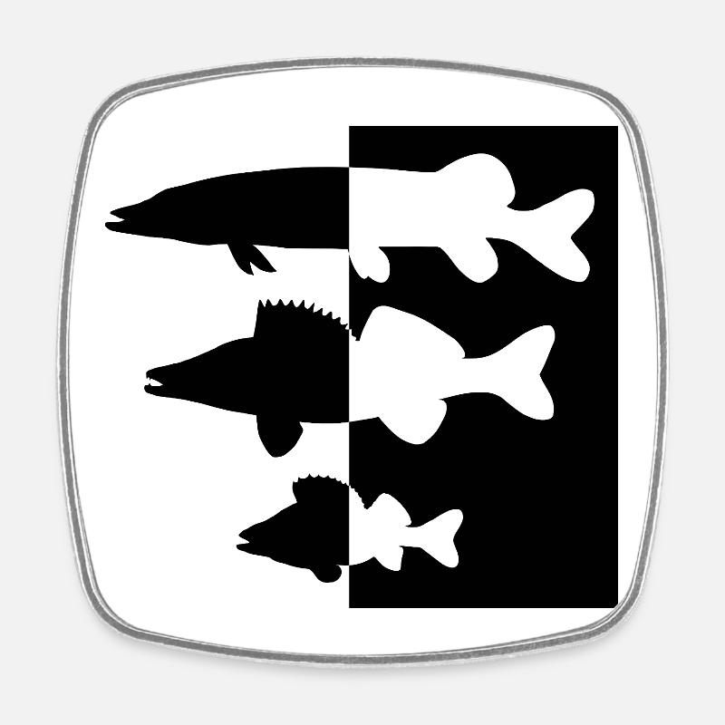 Pike and zander perch - Square fridge magnet - white