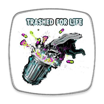 Trashed for Life Waschbär - Viereckiger Kühlschrankmagnet - Weiß - Vorne