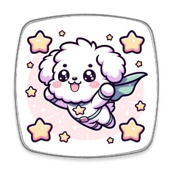 Hero Poodle Superhero Doggy Super Dog Puppy - Square fridge magnet - white - Front