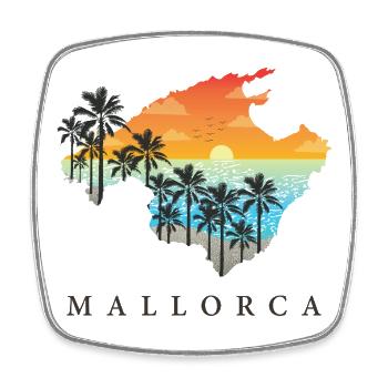 Mallorca Sonnenuntergang Palmen Silhouette - Square fridge magnet - white - Front