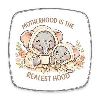 Chemise éléphant drôle de maman, cadeau fleuri pour la fête des mères - Magnet carré - blanc - Devant