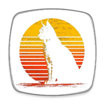 Luchs Katze Retro Wildkatze Design Naturfreund - Viereckiger Kühlschrankmagnet - Weiß - Vorne