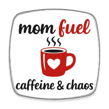 Mom Fuel – Caffeine & Chaos Muttertag - Viereckiger Kühlschrankmagnet - Weiß - Vorne