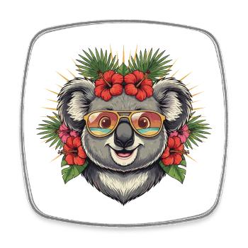 Tropischer Koala mit Sonnenbrille - Viereckiger Kühlschrankmagnet - Weiß - Vorne
