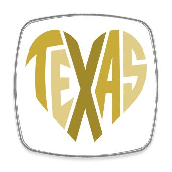 Texas Herz Typografie - Viereckiger Kühlschrankmagnet - Weiß - Vorne