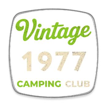 Vintage 1977 – Camping Club Retro Birth Year - Square fridge magnet - white - Front