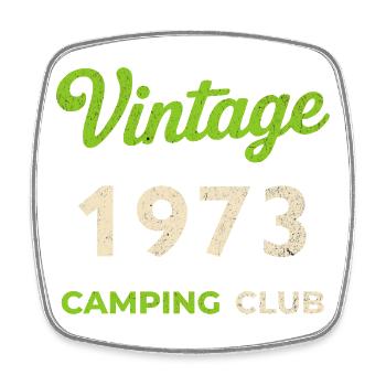 Vintage 1973 – Année de naissance rétro du Camping Club - Magnet carré - blanc - Devant