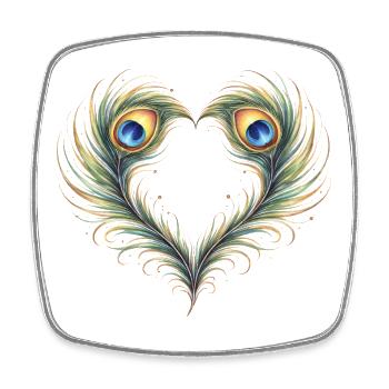 Pfauenfeder Herz Ornament Boho Geschenk - Viereckiger Kühlschrankmagnet - Weiß - Vorne