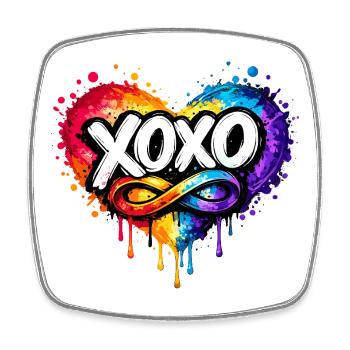XOXO Liebe im Farbherz zum Valentinstag - Viereckiger Kühlschrankmagnet - Weiß - Vorne