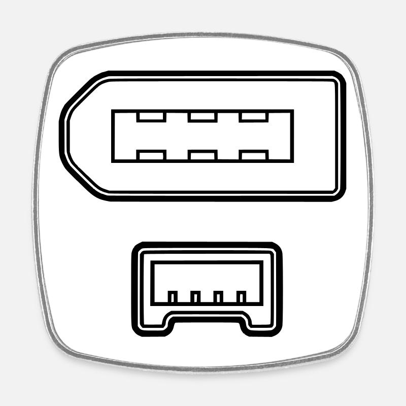 Firewire connector - Square fridge magnet - white