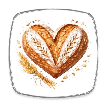 Herz Brot Backen Sauerteig Bäcker Design  - Viereckiger Kühlschrankmagnet - Weiß - Vorne