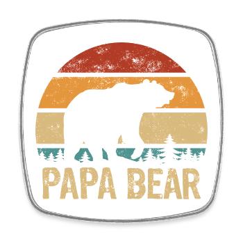Papa Ours - Fête des Pères - Cadeau vintage - Magnet carré - blanc - Devant