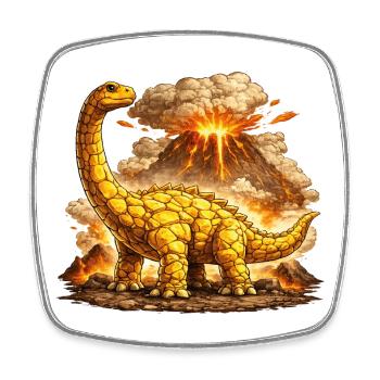 Brontosaurus Vulkaneruption - Viereckiger Kühlschrankmagnet - Weiß - Vorne