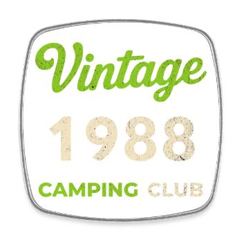 Vintage 1988 – Camping Club Retro Birth Year - Square fridge magnet - white - Front