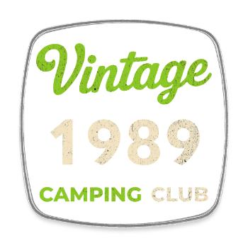 Vintage 1989 – Année de naissance rétro du Camping Club - Magnet carré - blanc - Devant