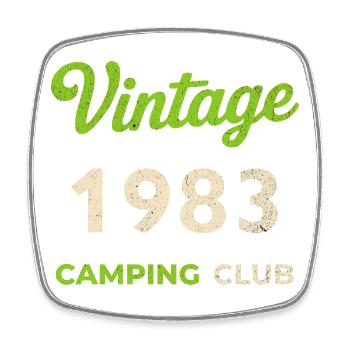 Vintage 1983 – Camping Club Retro Birth Year - Square fridge magnet - white - Front