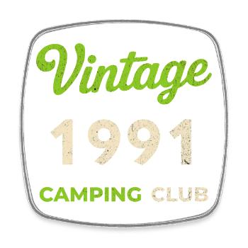 Vintage 1991 – Camping Club Retro Birth Year - Square fridge magnet - white - Front