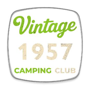 Vintage 1957 – Camping Club Retro Birth Year - Square fridge magnet - white - Front