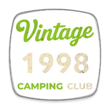 Vintage 1998 – Camping Club Retro Birth Year - Square fridge magnet - white - Front