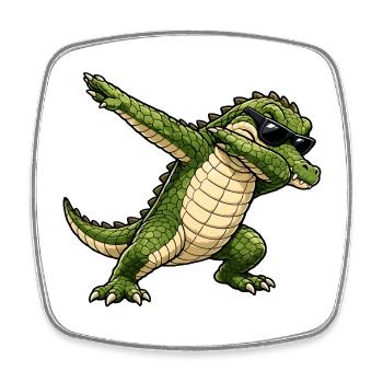 Dabbing Crocodile - Square fridge magnet - white - Front