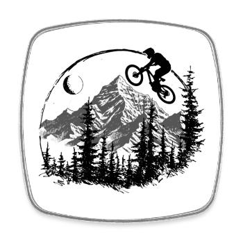 Mondbeschienener Mountainbike-Sprung - Viereckiger Kühlschrankmagnet - Weiß - Vorne