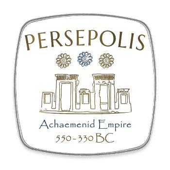 Iran, Persische Ruinen von Persepolis, Zeichnung - Viereckiger Kühlschrankmagnet - Weiß - Vorne