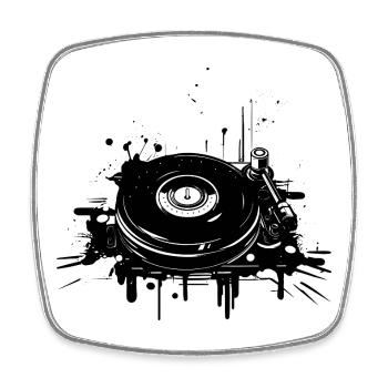 DJ Schallplatte - Viereckiger Kühlschrankmagnet - Weiß - Vorne