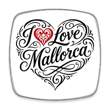 Ich Liebe Mallorca Herz - Viereckiger Kühlschrankmagnet - Weiß - Vorne