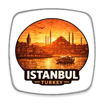 Istanbul Skyline Sunset - Square fridge magnet - white - Front
