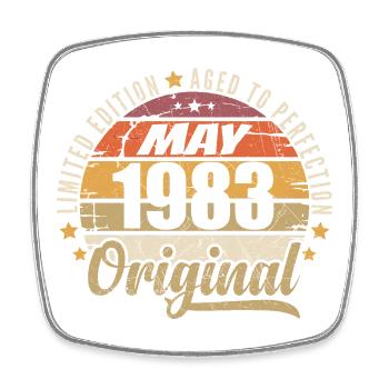 Vintage Design Mai 1983 Limitierte Auflage Mai 1983 - Viereckiger Kühlschrankmagnet - Weiß - Vorne
