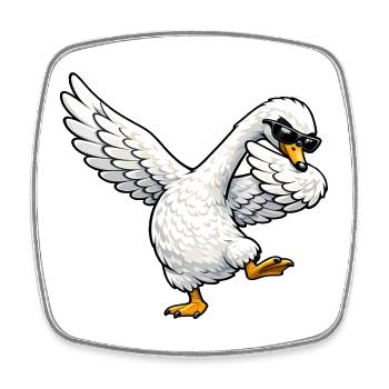 Dabbing Schwan - Viereckiger Kühlschrankmagnet - Weiß - Vorne