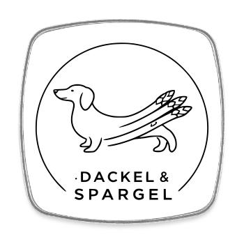 dackel und spargel - Viereckiger Kühlschrankmagnet - Weiß - Vorne