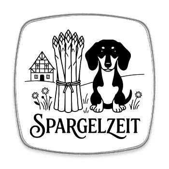 Dackel Spargelessen Spargelzeit - Viereckiger Kühlschrankmagnet - Weiß - Vorne