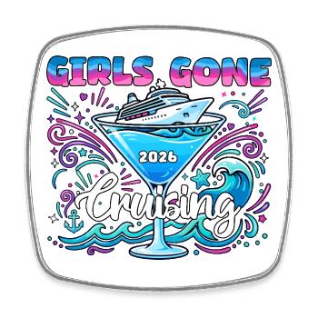 Girls Gone Cruising Familienurlaub Cruising - Viereckiger Kühlschrankmagnet - Weiß - Vorne