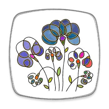 Blumen - Viereckiger Kühlschrankmagnet - Weiß - Vorne