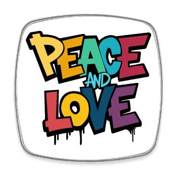 Paix et Amour Explosion de Couleur Art de rue - Magnet carré - blanc - Devant