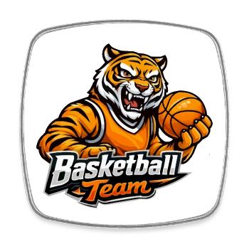 Tiger Basketball Team Motiv - Viereckiger Kühlschrankmagnet - Weiß - Vorne