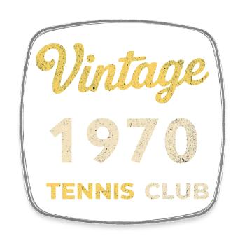 Vintage 1970's Tennis Club Retro Birthday Gift - Square fridge magnet - white - Front