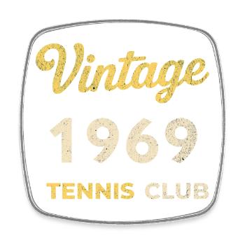 Vintage 1969 Tennis Club Retro Birthday Gift - Square fridge magnet - white - Front