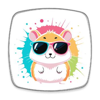 Bunter Sonnenhamster mit auffälligen Brillen - Viereckiger Kühlschrankmagnet - Weiß - Vorne